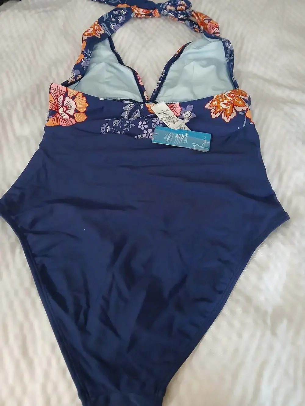 Cupshe Women's Floral Halter Tummy Control One-Piece Swimsuit Size M